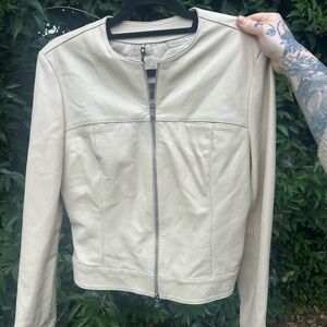 Cinzia Picci Italia Women's Cream Leather Jacket Vintage Medium